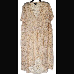 Torrid Ditsy Floral Chiffon Duster Button Front 4x EUC